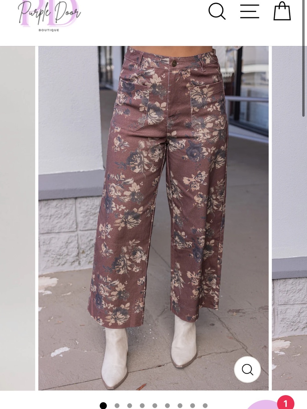 entro Brown Floral Wide-Leg Pants - Picture 3 of 3